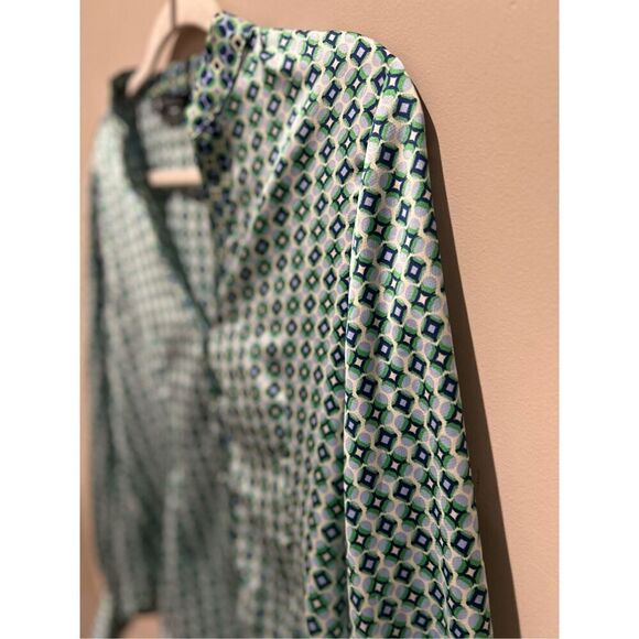 Zara Green and Blue Patterned Blouse - Picture 6 of 8